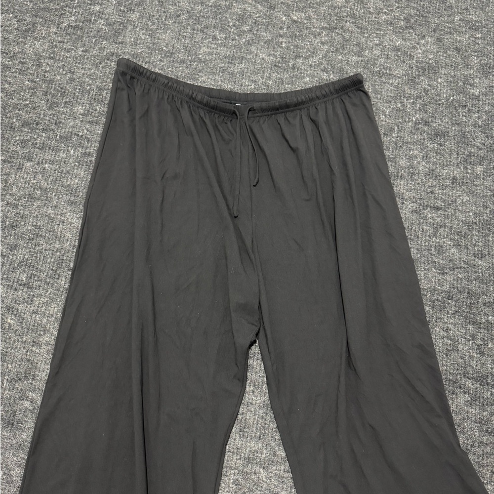 Womens Black Elastic Waist Drawstring Joggers